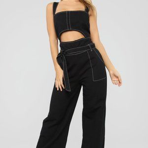 FASHIONNOVA Black Denim Jumpsuit